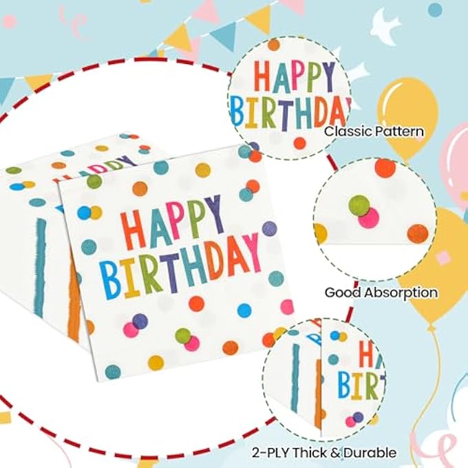 50PCS GOLF PAPER NAPKINS 13 X 13 INCHES LUNCHEON NAPKINS COCKTAIL NAPKINS DISPOSABLE SPORTS THEME DECORATIONS FOR KIDS BABY SHOWER,BIRTHDAY PARTY,GOLF THEME PARTY SUPPLIES (HAPPY BIRTHDAY) - Image 4